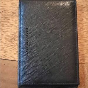 Burberry Black Leather Card Holder with Check Pattern